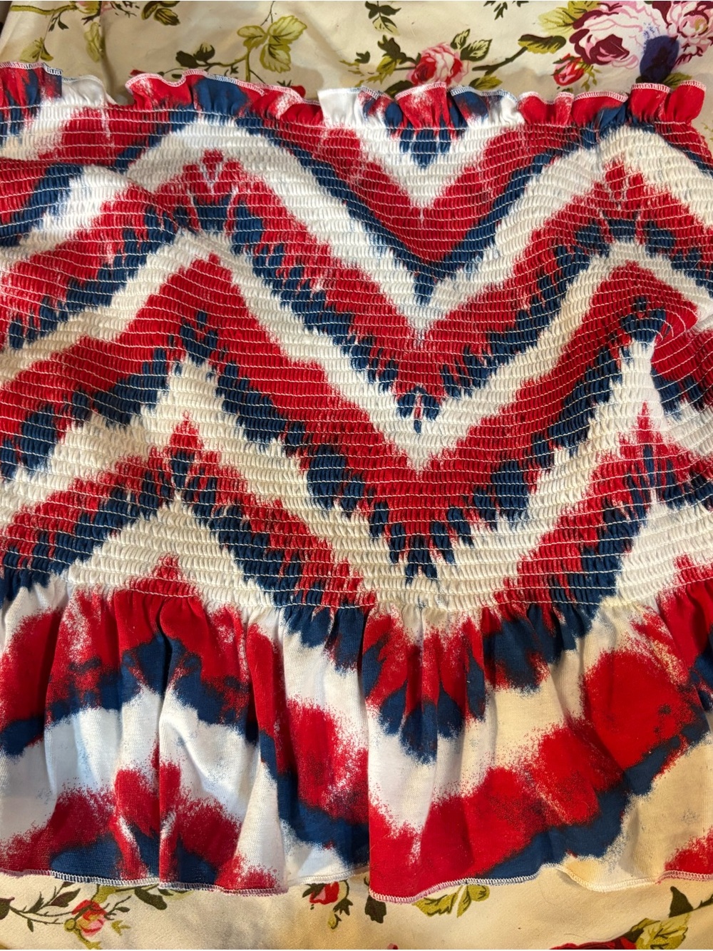 Red, White & Blue Chevron Smocked Tube Top